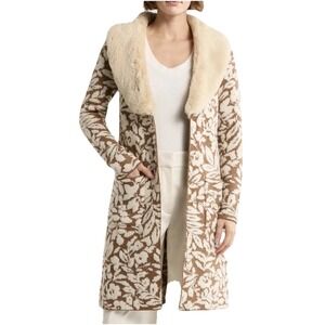 DR2 Nordstroms Cardigan Sweater Size M Button On Faux Fur Collar Penny Lane Lux